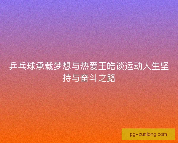 乒乓球承载梦想与热爱王皓谈运动人生坚持与奋斗之路