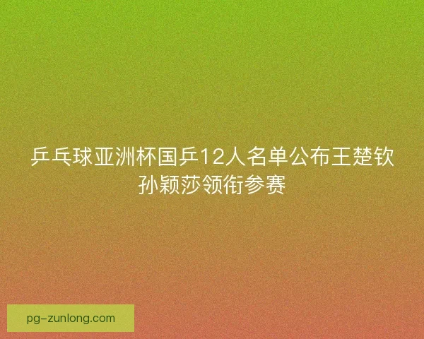 乒乓球亚洲杯国乒12人名单公布王楚钦孙颖莎领衔参赛